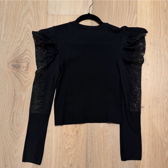 Zara Black long sleeve Top with sparkle sleeves - Picture 3 of 4